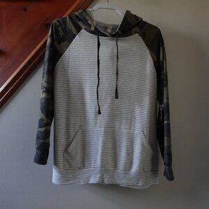 Striped Hoodie with Camo Sleeves